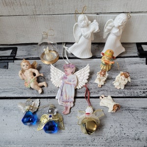 Angel lot, vintage angel lot, Christmas angel, porcelain angel, angel ornament, angel set, Christmas destash, Christmas lot, angel collector