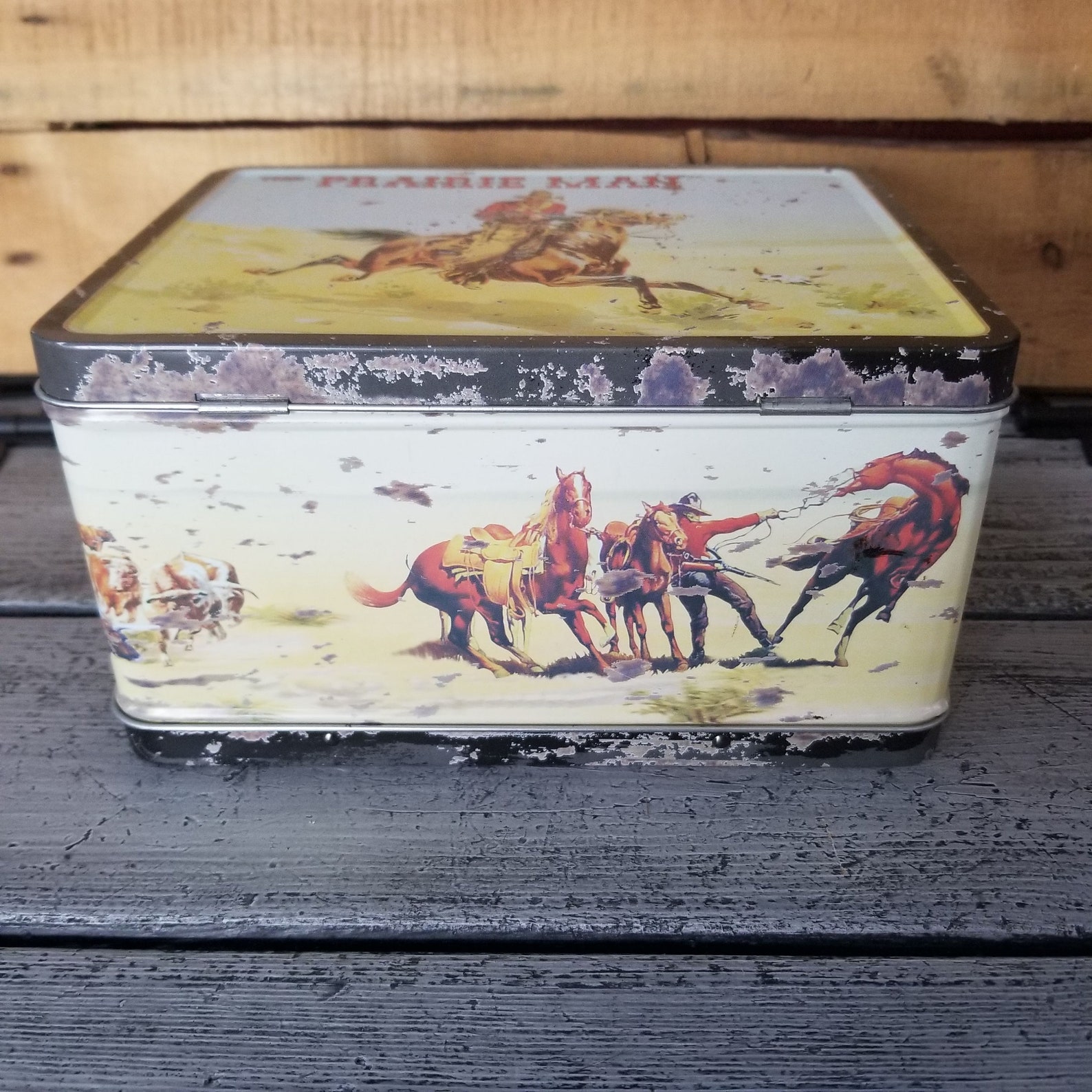 Western lunch box vintage metal western lunch box Prairie Etsy