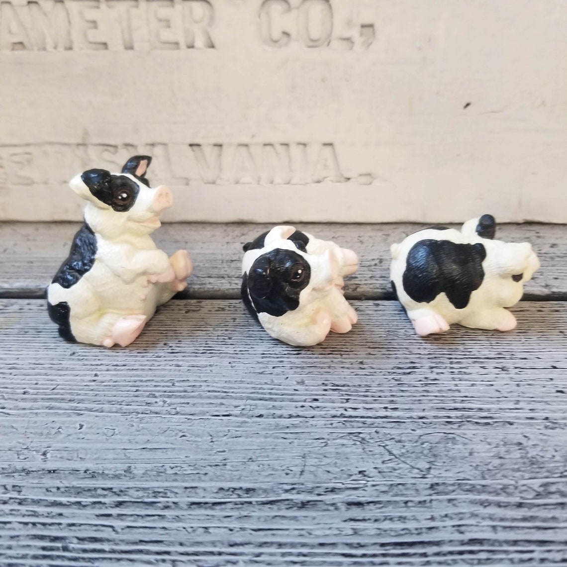 Vintage resin cow figure set of 3 small cow collectible cow Etsy