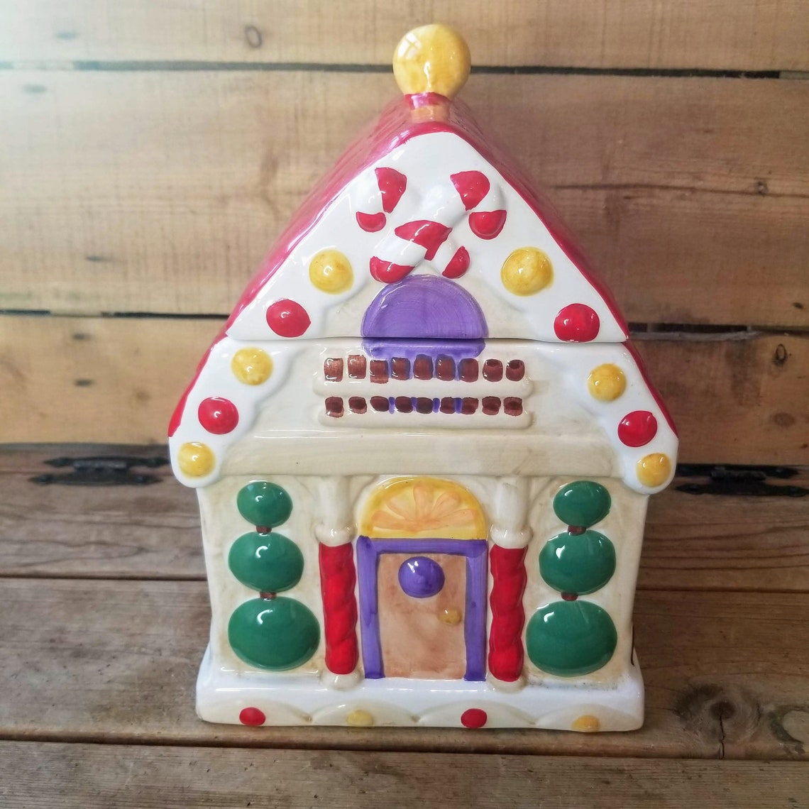 Christmas candy house cookie jar vintage gingerbread cookie Etsy