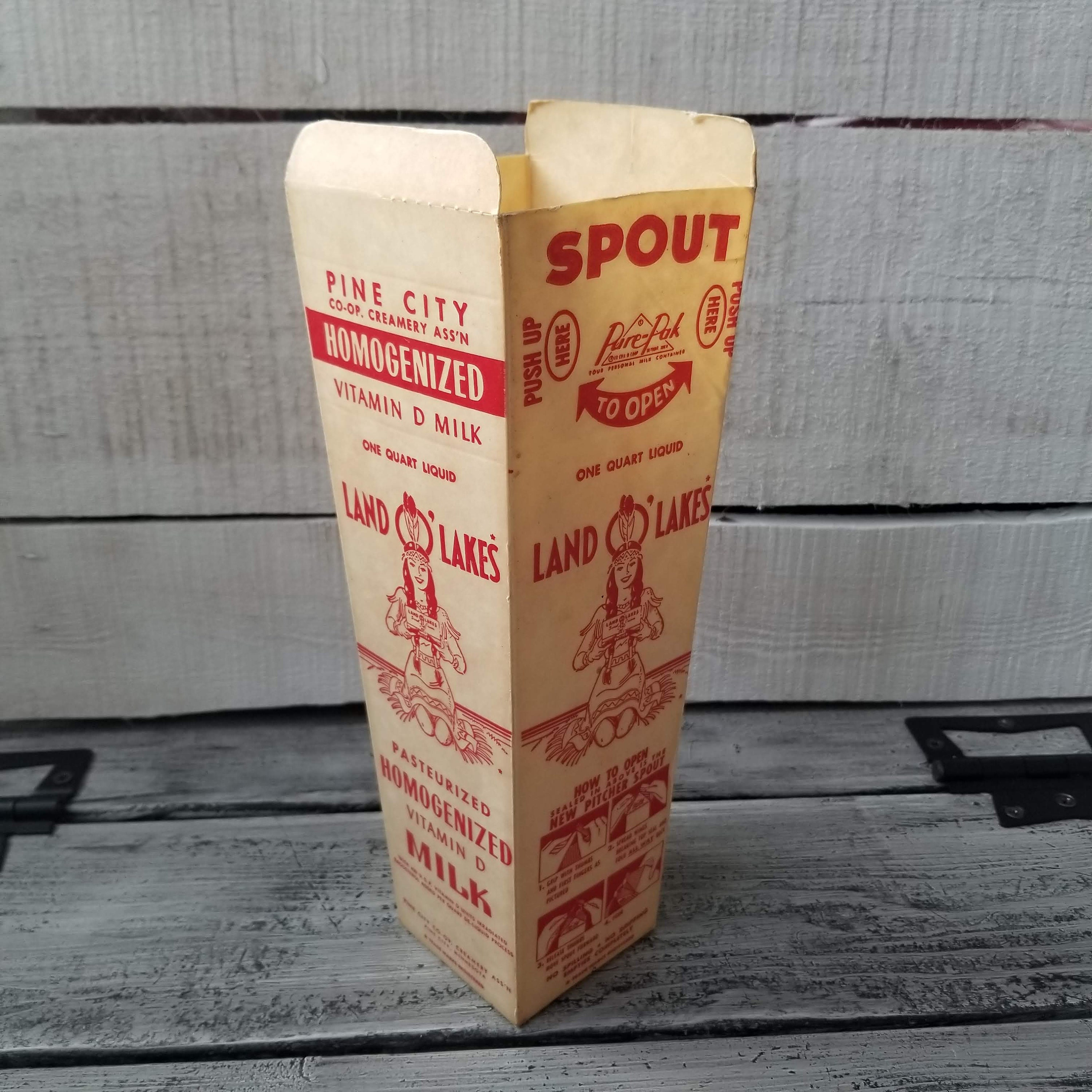 Home & Living vintage collectible Land O Lakes carton milk carton Land O Lakes waxed milk carton