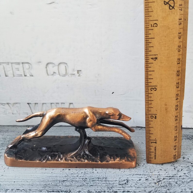 bronze greyhound Vintage greyhound small dog lover gift copper greyhound greyhound paperweight greyhound figure greyhound collectible
