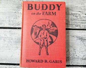 Buddy on the Farm book, vintage red book, antique red book, Howard Garis book, antique Buddy book, 1920s book, old red book, Buddy Farm book