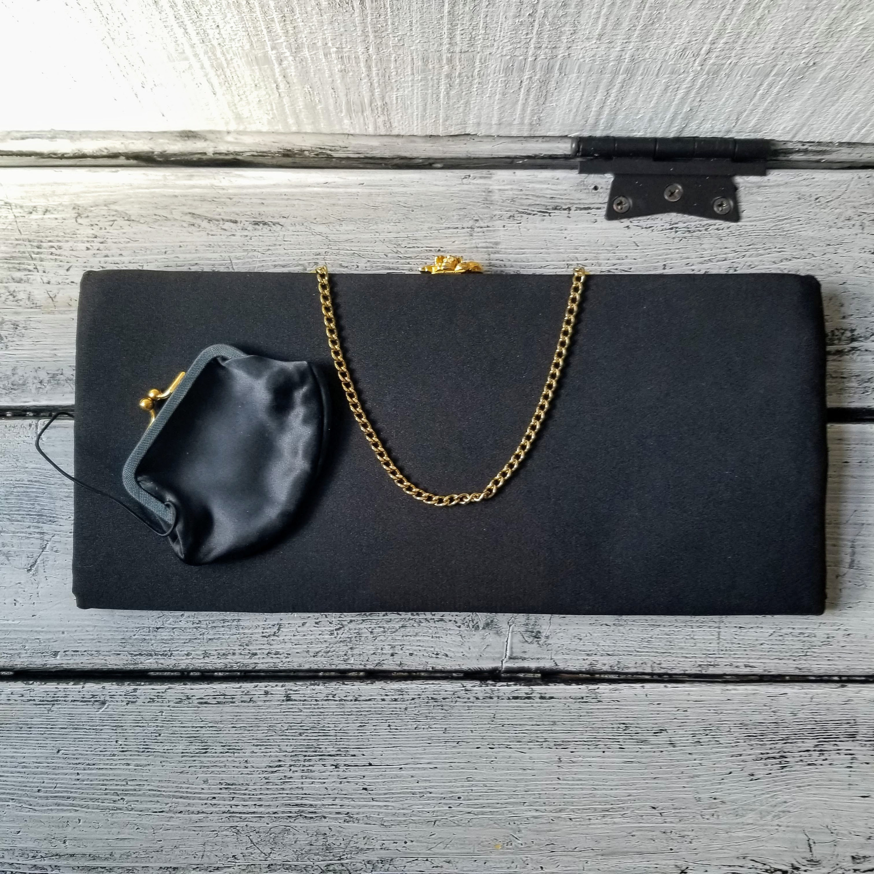 Black Beaded Clutch Purse by Bags by Debbie for John Wind - Ruby Lane