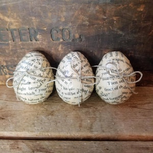 Easter eggs handmade, tiered tray eggs, bowl filler eggs, decoupaged eggs, book page eggs, farm eggs, farmhouse Easter, Easter tiered tray image 4