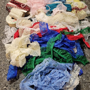 Huge vintage lace lot, vintage lace, antique lace, lace lot, fabric lace, white lace, colored lace, lace pieces