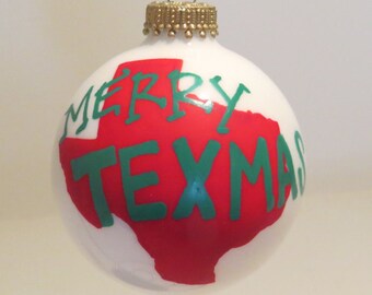 Merry Texmas Christmas Ornament Handpainted