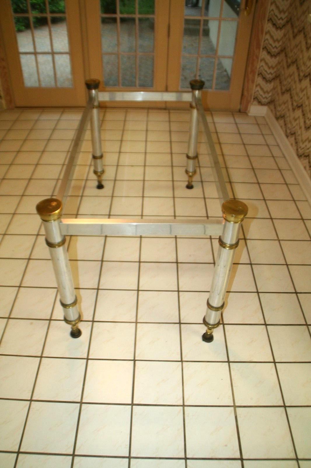 1960's 70's Hollywood Regency Dining Table Mixed Metals Brass Chrome ...
