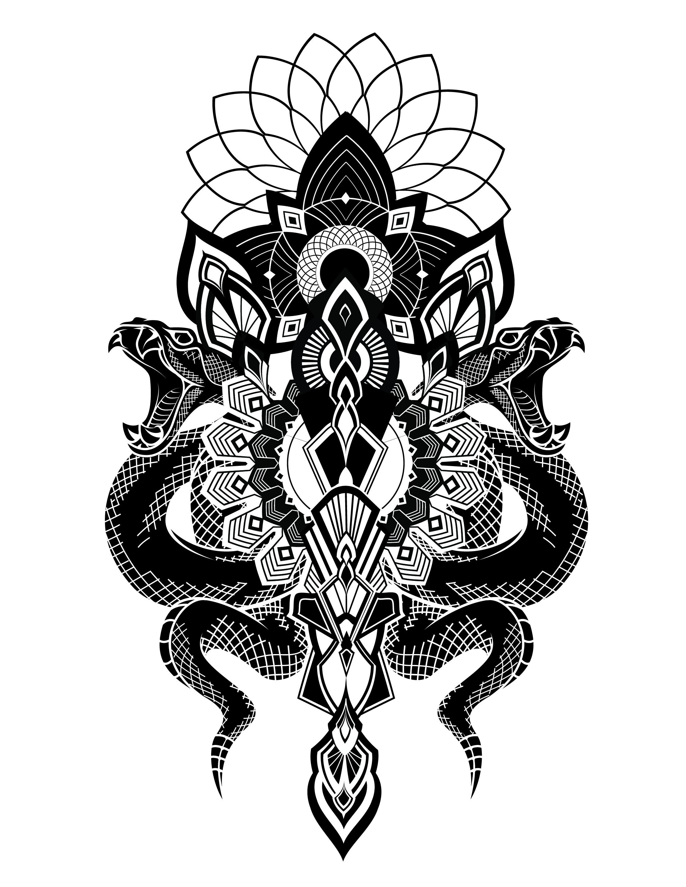 Skull And Snake Mandala Temporary Tattoos Body Art Owl Etsy Skull And Snake Mandala Temporary Tattoos Body Art Owl Etsy