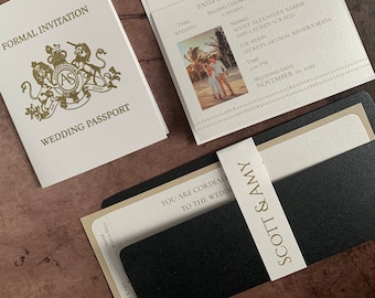 Boarding Pass Invitations, foil passport Invitation, Destination Invitation, airline ticket Invitation, save the date, luggage ticket, plane