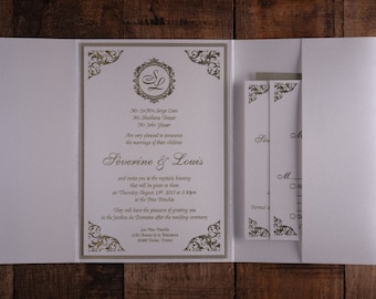 Damask Wedding Invitation, Wedding Invitation, Elegant Wedding Invitations, Formal invitations, Gold Invitation,Gold Wedding Invitations