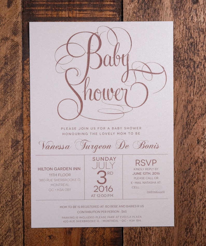 Rose Gold Baby Shower Invitation Rose Gold Baby Shower Etsy