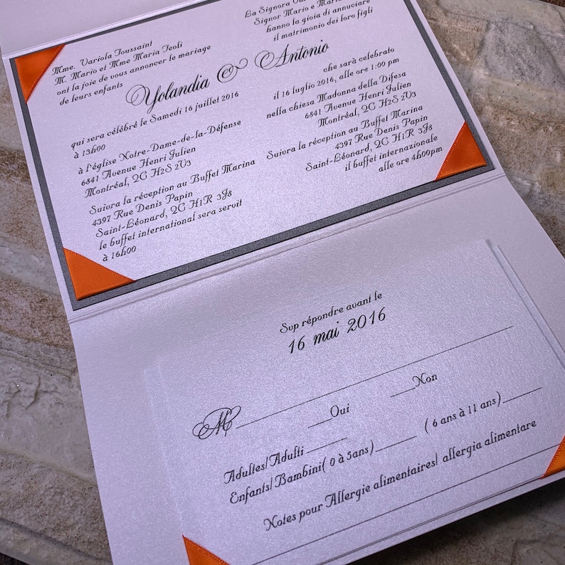 Bilingual wedding Invitation two languages wedding | Etsy