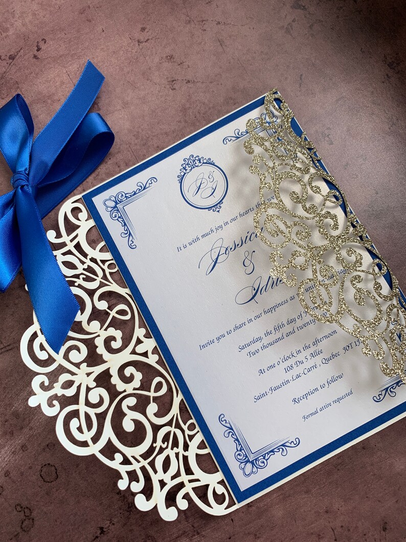 Gold Glitter Laser Cut Invitation Gold Laser Cut Wedding - Etsy