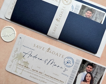 Save the date Boarding Pass, Boarding Pass wedding Invitation, save the date plane ticket, boarding pass with picture, navy plane ticket