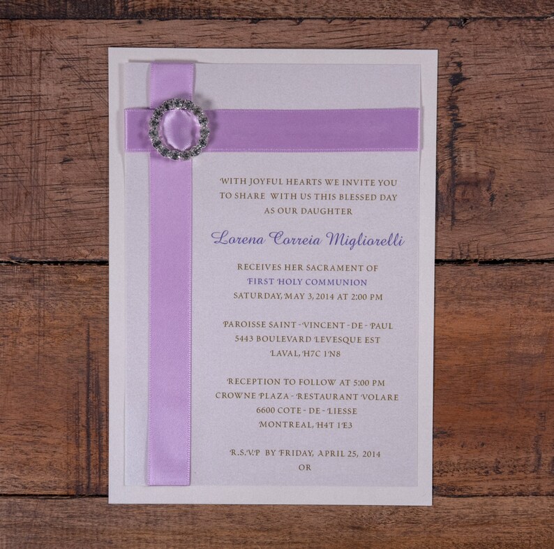 Communion Invitation Purple Communion Invitations Purple Etsy