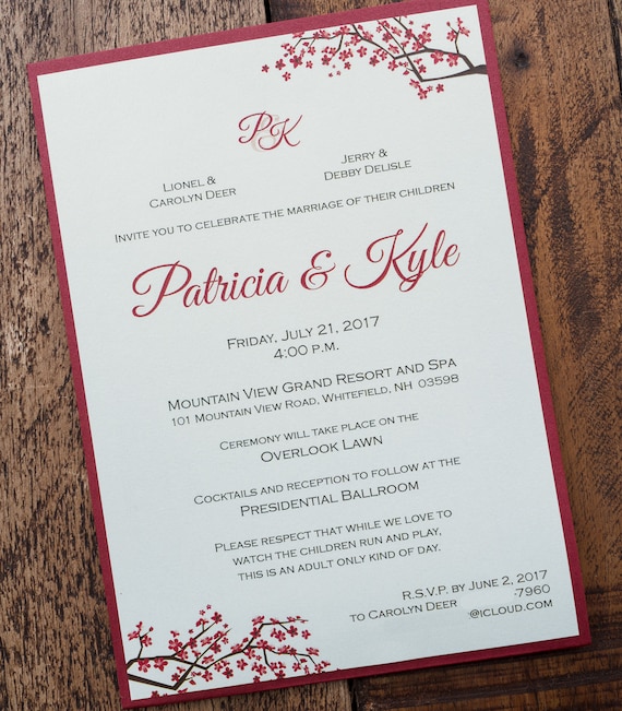 red invitation red invitations red and white wedding invitation cherry blossom invitation french invitations french wedding invitations invetations