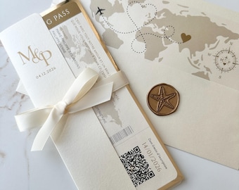 save the date boarding pass, save the date world map, save the date ticket, save the date elegant wedding invitation, travel compass invite