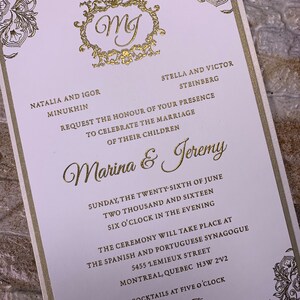 Gold Wedding Invitation, Gold Invitation, Classy Wedding Invitations, Elegant Invitations, Wedding Invitations, beautiful wedding invitation image 4