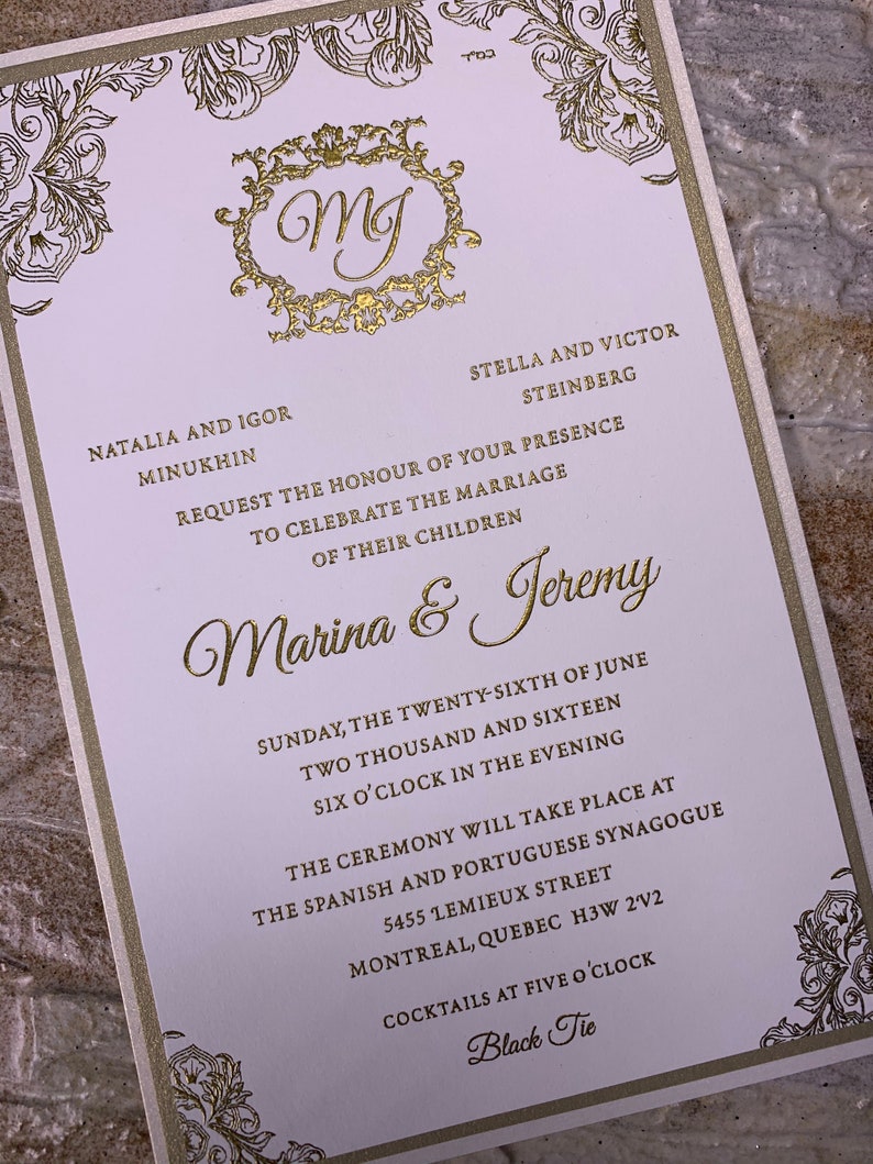 Gold Wedding Invitation, Gold Invitation, Classy Wedding Invitations, Elegant Invitations, Wedding Invitations, beautiful wedding invitation image 4