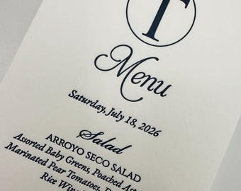 Letterpress wedding menus, letterpress menus, letterpress stationery, letterpress stationary, custom wedding menus on handmade cotton