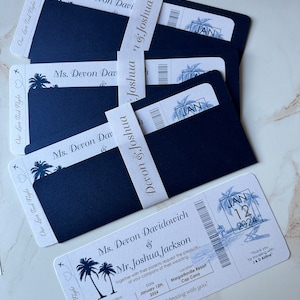 Navy Boarding Pass Invitation, Travel Invitation, beach boarding pass, Plane ticket, navy boarding pass,  Destination wedding Invitation,