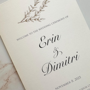 Greek ceremony program, greek church program, custom colors and design on greek program, greek program with ceremony and bridal party