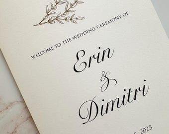 Greek ceremony program, greek church program, custom colors and design on greek program, greek program with ceremony and bridal party