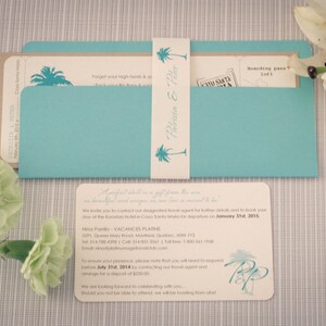 Boarding pass, Boarding pass wedding invitation, Turquoise wedding invitation, Boarding pass invite, Destination wedding invitation,handmade