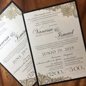Spanish Wedding Invitation, Lace Wedding Invitation, Lace Invitation, Wedding Invitations, modern wedding invitation, spanish invitations