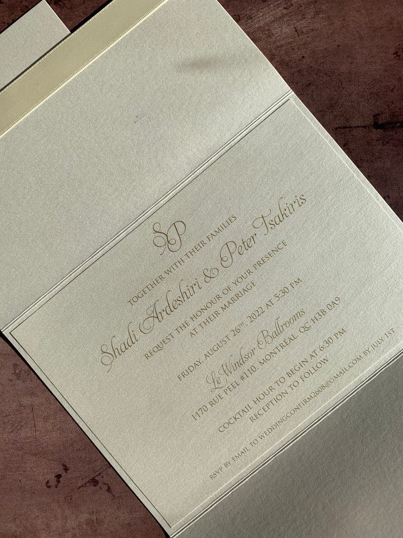 Elegant wedding invitation, beautiful wedding invitation, classy wedding invitation, ivory invitation, handmade wedding invitations, invites image 2