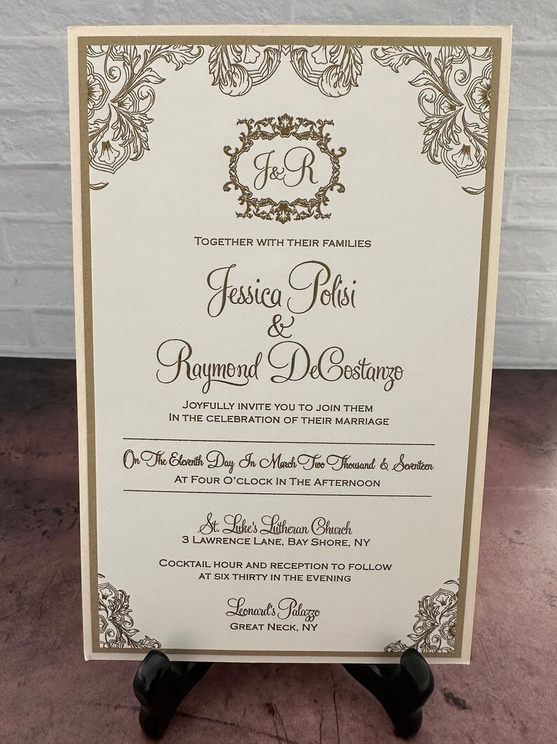 Baroque Wedding Invitation, Vintage Invitation, Gold Wedding Invitations, Raised Ink Invitations, Wedding Invitations, Beautiful invitation image 6