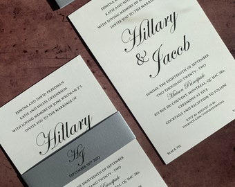 black and white invitation, formal wedding invitation, elegant wedding invitation, modern Wedding Invitations, black tie invitations