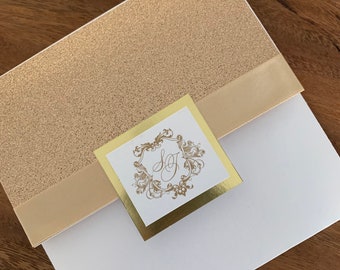 Gold Glitter Wedding Invitation, Glitter Wedding Invitations, royal crest Invitation, Glitter Invitations, Elegant wedding invitations