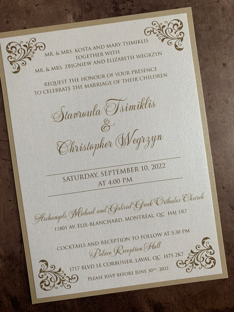 Raised Gold Ink Wedding Invitation Gold Thermography Etsy