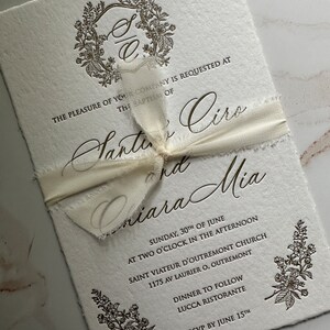 Letterpress Baptism Invitation, Baptism Invitation, letterpress Invitation, Letterpress baptism invitation with handmade ribbon and wax seal