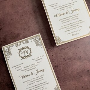 Baroque Wedding Invitation, Vintage Invitation, Gold Wedding Invitations, Raised Ink Invitations, Wedding Invitations, Beautiful invitation image 2