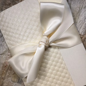 Wedding Invitation, Ivory Invitations, Textured Wedding Invitations, Chic Wedding Invitation. Ribbon invitations, ivory wedding invitations