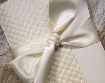 Wedding Invitation, Ivory Invitations, Textured Wedding Invitations, Chic Wedding Invitation. Ribbon invitations, ivory wedding invitations