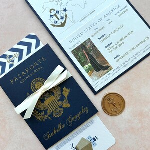 Cruise ship Quinceañera passport invitation, cruise ship passport invitation, nautical passport invitation, Quinceanera custom passport