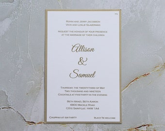 Gold Wedding Invitation, Gold Invitation, Beautiful Wedding Invitation, Jewish Invitation, classy invitation, gold wedding invitations