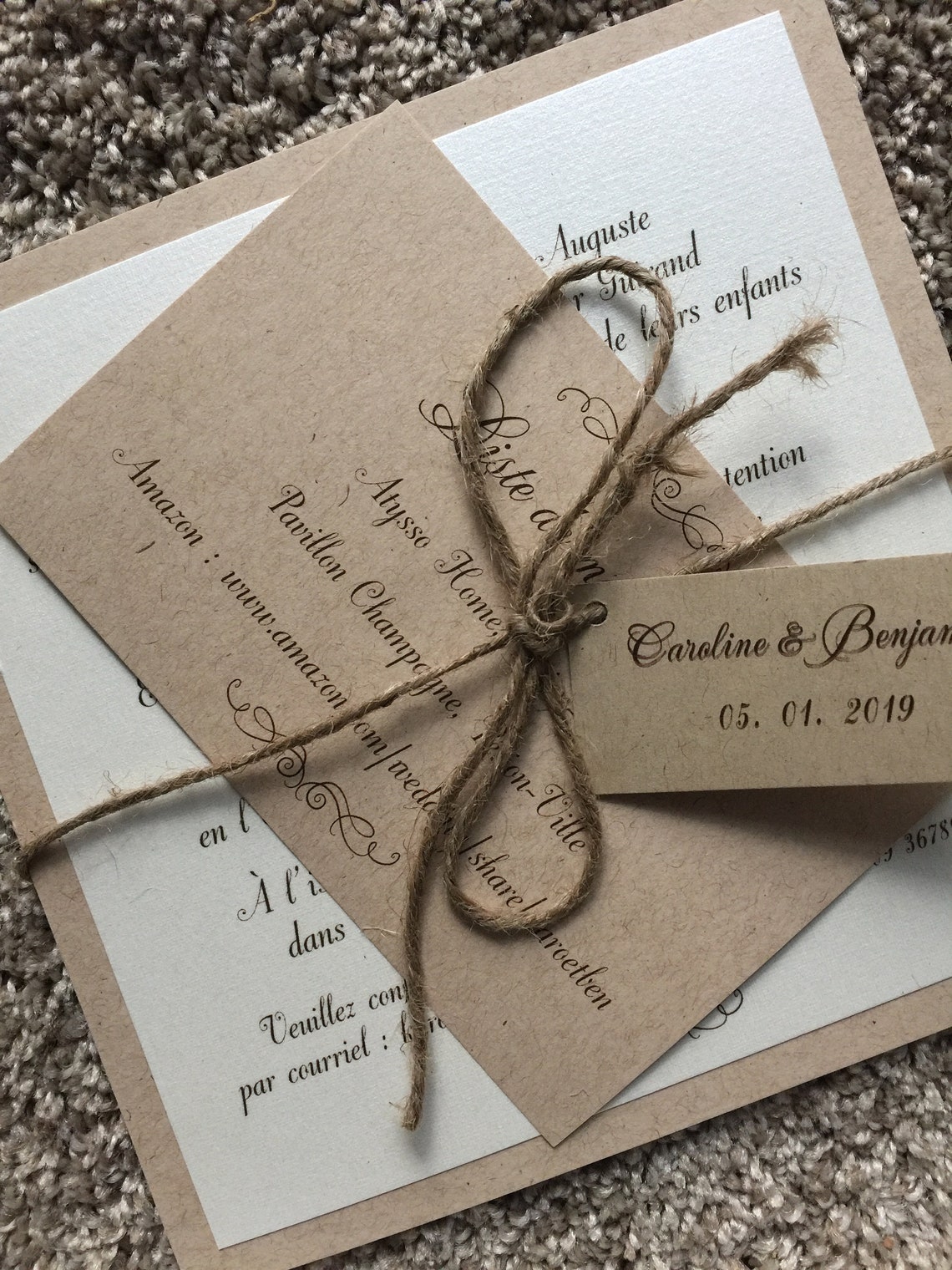 Twine invites Twine invite Twine Invitations Twine Wedding Etsy