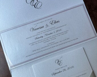 silver Wedding Invitation, beautiful Wedding Invitations, Elegant wedding invitation, silver pebble wedding invitation with pocket, invite