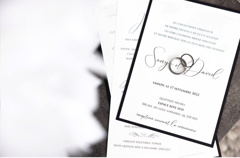 Black Tie Wedding Invitations, Black Tie Invitations, Formal Invitation, Formal Wedding Invitation, Black And White Invitations, Invitations image 2