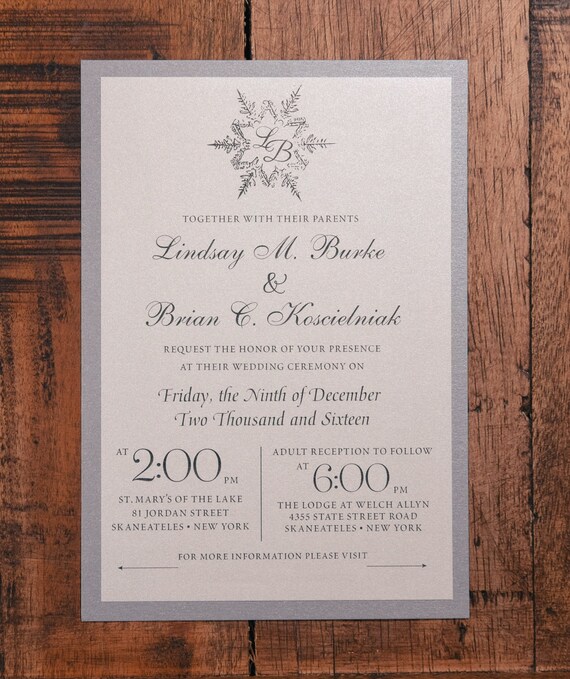 Snowflake Wedding Invitation Snowflake Invitation Snowflake Etsy