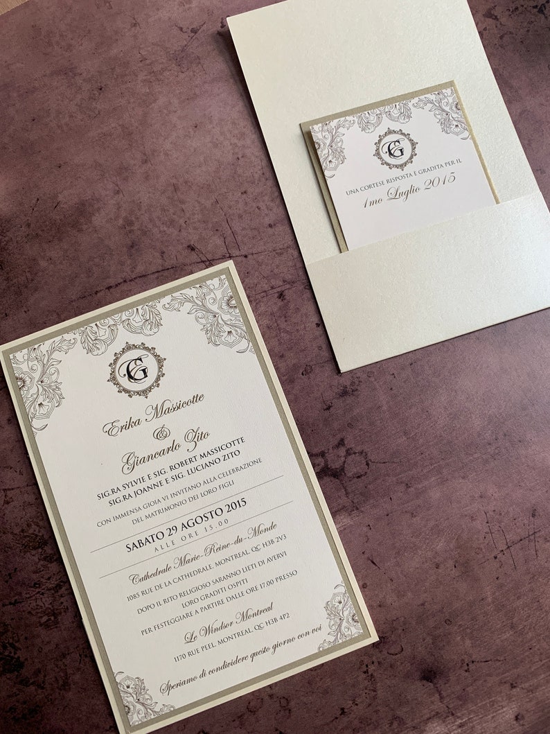 Baroque Wedding Invitation, Vintage Invitation, Gold Wedding Invitations, Raised Ink Invitations, Wedding Invitations, Beautiful invitation image 3