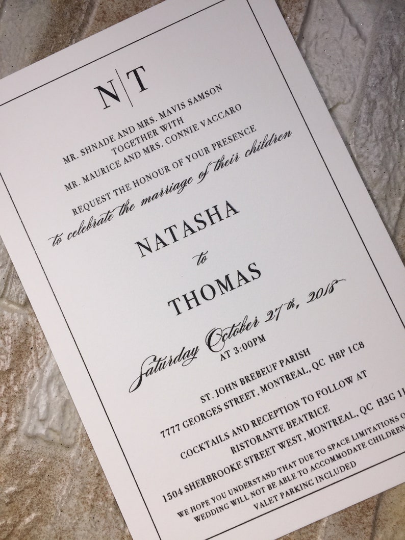 Black Tie Wedding Invitation Formal Wedding Invitation Etsy