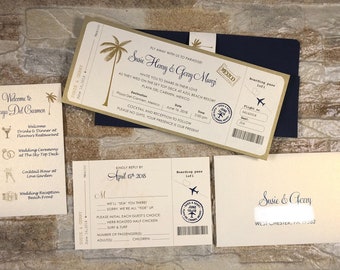 Destination Wedding Invitation, Destination Wedding Invitations, Airplane Invitations, Travel Invitation,Boarding Pass Invitations, Ticket