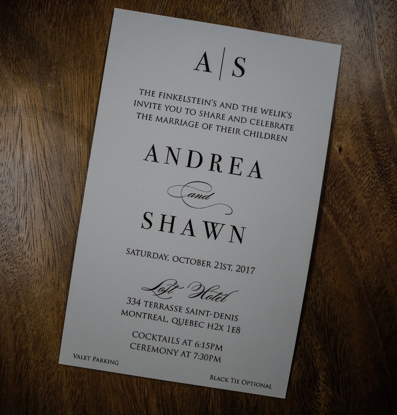 Black Tie Optional Wedding Invitation