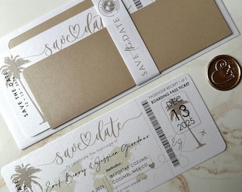 Save The date boarding pass, save the date destination invitation, std travel invite, boarding pass for a save the date wedding invitation
